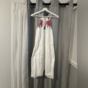Old Navy White Halter Dress with Red Embroidery